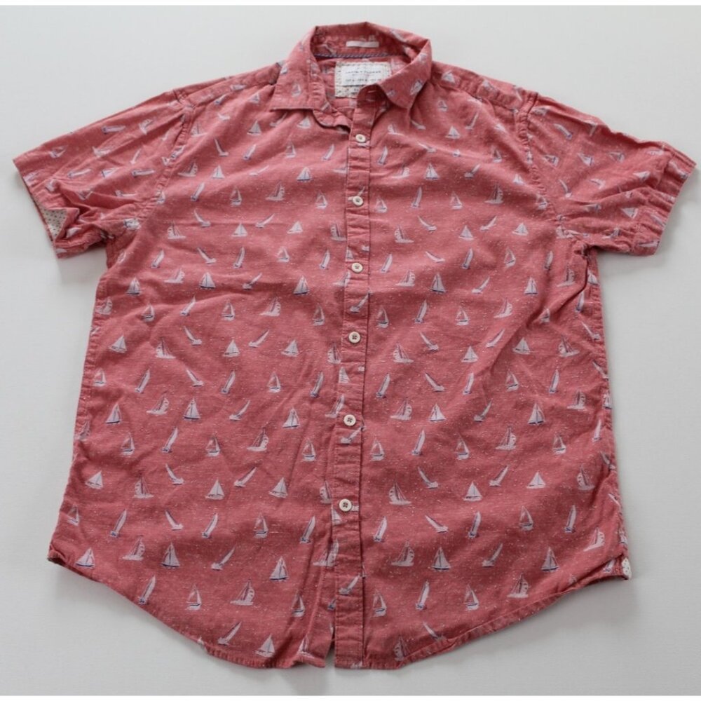 Denim & Flower‎ Ricky Singh Men’s M Slim Fit Nautical Sailboat Button-Up Shirt